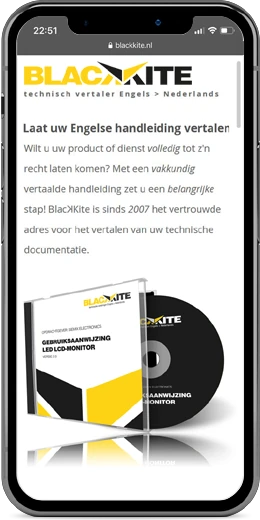 iPhone displaying Black Kite website