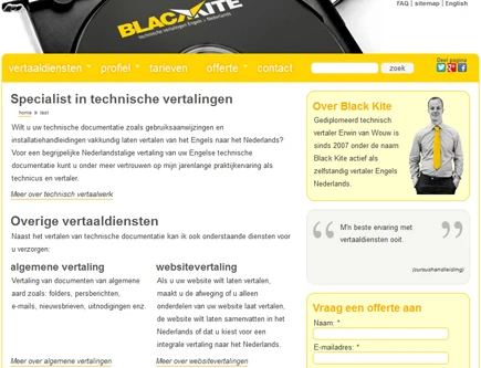 Black Kite website in 2014